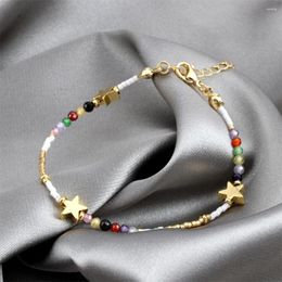 Strand Vlen Gold Plated Star Heart Bracelet Dainty Miyuki Thin Bracelets For Women Chain Zircon Pulseras Jewelry