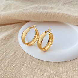 Hoop Earrings Minimalist Glossy 18k Gold Plated For Women Fashion Girls Day Wear Ear Rings Hip Hop Classic Jewellery Accessories