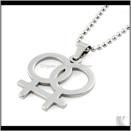 Pendant & Jewelry Fashion Rainbow Necklace Lesbian Necklaces Pendants For Women Gay Pride Sier Color Jewelry Bead Chain Link 24Inc246n