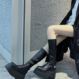 219 Autumn Casual BCEBYL Fashion and Round Winter Toe Leather Solid Color Thick Bottom Women's Boots Comfortable 230923 914