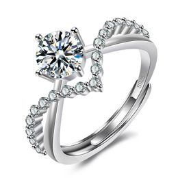 Lovers Couple Wedding Rings S925 Silver Plated Men Women Charm Luxury Designer Classic Six Claw Propose Ring have Chinese finger anillos Love Ring Jewellery Gift