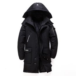 Mens Down Parkas Winter Long White Duck Jacket Fashion Hooded Thick Warm Coat Male Big Red Blue Black Brand Clothes 230923