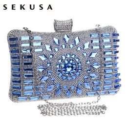 Evening Bags SEKUSA Acrylic Women Evening Bag Diamonds Purse Handbags Chain Shoulder Wedding Party Evening Clutches Messenger Bag Christmas 230923