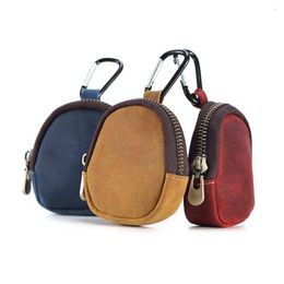 Wallets Coin Purse Portable Headphone Storage Bag Retro Zipper Small Wallet Crazy Horse Leather