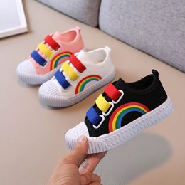 Sneakers Child Boy Girl Canvas Hook Loop Flat Rainbow Shoes Spring Leisure Kids Non slip Comfort Shoe Toddlers Tennis 230922