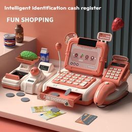 Kitchens Play Food Simulation Children Cash Register Toy House Mini Supermarket Can Scan Multi Function Sound Light Kids Puzzle Toys Gift 230922