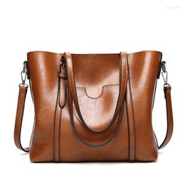 Evening Bags Women Bag Oil Wax 's Leather Handbags Luxury Lady Hand S With Purse Pocket Messenger Female Big Tote Sac Bols