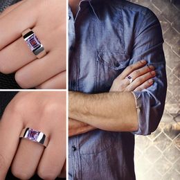Jewelrypalace Men's Square 3 3ct Created Alexandrite Sapphire 925 Sterling Ring Vintage Jewellery Party Wedding Accessories206n