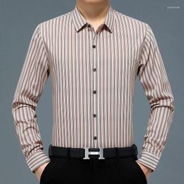 Men's Casual Shirts Business Gentleman For Men Striped Long Sleeve Regular Fit Spring Quality Comfortable Breathable Luxury Camisas De