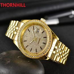 Famous designer women men watch 40mm quartz movement diamonds ring iced out high quality stainless steel dress watches lady clock 248L