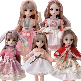 Dolls 12 Inch 23 Movable Joints BJD Doll 30cm 16 Makeup Dress Up Cute Brown Eyeball with Fashion for Girls Toy 230923