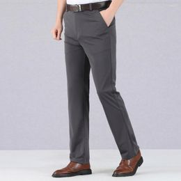 Men's Suits Spring Summer Straight Loose Thin Cotton Casual Pants Men High Waist Solid White Middle-aged Dress Trousers Male Breathable