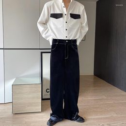 Men's Pants 2023Loose Casual Velvet Wide Straight Fashion Men Show Leg Pant Male Japanese Korean Streetwear Vintage Trousers