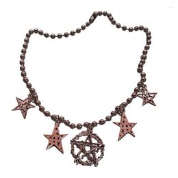 Pendant Necklaces Fashion Vintage Silver Colour Round Bead Chain Hollow Star Necklace