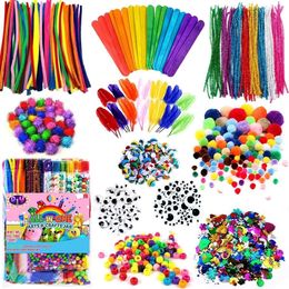 Arts and Crafts 1000Pcs DIY Colorful Plush Stick Feather Foam Flowers Party Supplies Home Art Craft Kit Creative Gifts For Boys And Girls 230923