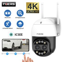 IP Cameras FUERS 8MP 4K 8x Hybrid Zoom Outdoor Camera WIFI PTZ Human Detection Night Vision Auto Tracking Security CCTV Camer 230922