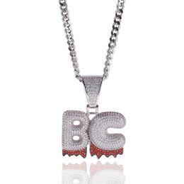 Hip Hop Jewellery Iced Out Custom Name White Drip Letters Chain Necklaces & Pendant with Rope Chain249J