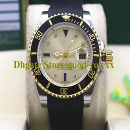 Luxury Men's Crown Watch Automatic Diamond Gold Watches Black Blue Golden Ceramic Rubber Strap 116618 Dive 116619 Sport Wrist285H