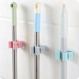 5 PCS Broom Mop Holder Broom Gripper Holds Self Adhesive Reusable No Drilling Super Anti-Slip Wall Mounted Storage Rack207s