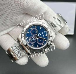 Clean Factory besttime Super Men's 40mm Blue Stick Dial on SS 904L Bracelet 4130 Chronograph Automatic Movement sapphire Wristwatches