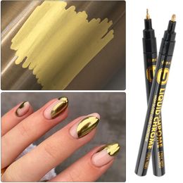 Esmalte Metálico Ouro Esmalte À Prova D 'Água Caneta Marcador Para Design Graffiti Desenho Lápis Linhas Pintura Gel Manicure Ferramentas GL704 230922