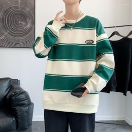 Men's Hoodies Men Oversize Striped Hoodie Sweatshirts Autumn O-Neck All-match Pullover Korean Style Hip-Hop Streetwear Women Tops