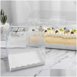 Gift Wrap Transparent Cake Roll Packaging Box With Handle Eco-Friendly Clear Plastic Cheese Baking Swiss Roll1 Drop Delivery Home Ga Otl7D