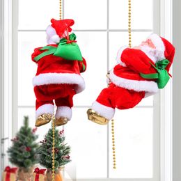 Christmas Toy Supplies Christmas Decorative Gifts Santa Electric Toys Climbing Ladder Rod Rope Bead Curtain Somersault Plush Doll Family Children Gift 230923