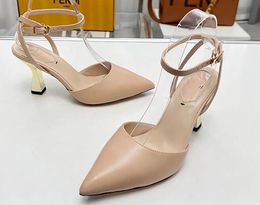 Latest Pointed Toe Sandals fashion Designer Heels lace-up 100% leather Top quality high heeled womens shoes gold sexy praty wedding dress heel Sandal with box