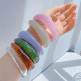 Bangle Simple Geometric Round Square Transparent Resin Bangles For Women Girls Wrist Ring Party Fashion Jewellery Gifts