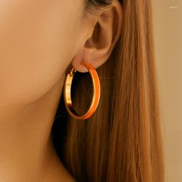 Hoop Earrings Personalized Large Plain Circle For Women Dripping Oil Technology Fashion Trend Girls Jewelry Piercing Ear Rings