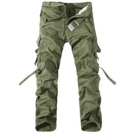 Men's Pants Men Cargo Pants Mens Casual Cotton Trousers Solid Men's Military Pants Overalls Multi Pockets Decoration Plus Size Without Belt 230922