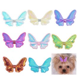 Dog Apparel Hair Clips Butterfly Hairpins Barrette Bling Colourful Pet for Puppy Bows Grooming Accessories 230923