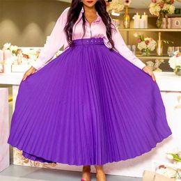 Skirts Plus Size Long Skirt for Women Purple High Waist Pleated Skirt Autumn Winter Elegant Fashion Slim Evening Party Skirts 3XL 230923