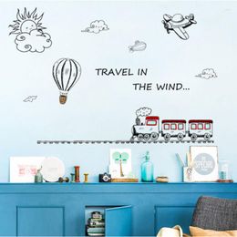 Wall Stickers Cartoon Track Train Sticker For Kids Child Rooms Bedroom Decorations Home Mural Art Decals Nursery Background