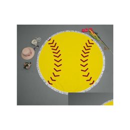 Other Home Garden Round Tassel Baseball Softball Beach Towel Microfiber Volleyball Basketball Football Bath Yoga Mat 150Cm Drop Del Dhafm