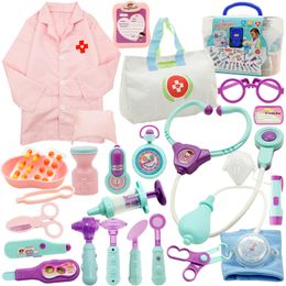 Tools Workshop Simulation Doctor Uniform Nurse Working Toys for Children Pretend Play Kids Stethoscope Role Game Gift Hospital Accessories 230922