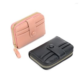 Wallets 2023 Short Lady Lychee Grain Organ Card Bag Korean Version Large Capacity Multi-card Zipper Purse Solid Colour Portable Wallet