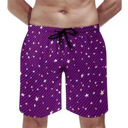 Men's Shorts Stars Print Gym Summer Blue And Red Stripes Fashion Board Short Pants Running Comfortable Design Swimming Trunks