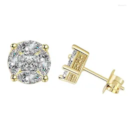 Stud Earrings CAOSHI Dainty Gold Colour For Women/Men Chic Shiny Zirconia Ear Studs Delicate Accessories All Match Trend Jewellery