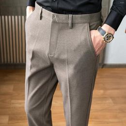 Men's Suits Autumn Winter Wool Suit Pants Men Slim Fit Office Dress Pant Business Formal Trousers For Male 2024