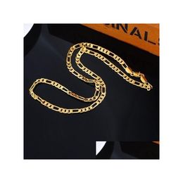 Chains 24K Gold Platinum Plated Chain Necklace 4.5Mm Mens Nk Links Figaro 20 Inches 50Cmsize 2024 Colorgold Drop Delivery Jewelry Neck Dhm8S