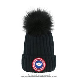 Outono canadá chapéu de malha gorro de luxo inverno masculino e feminino unissex bordado logotipo lã de ganso misturado chapéus