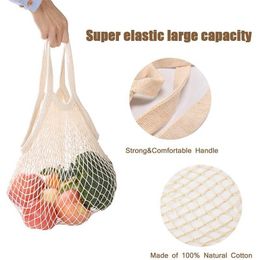 Shopping Bags 20 Colours Shopping Bags Canvas Portable Mesh Net Bag Reusable Foldable Fruit Vegetable Storage Bag Handbag Long Bolsas De Compra 230922