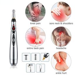 Back Massager Electric Acupuncture Point Massage Pen Pain Relief Laser Therapy Electronic Meridian Energy Pen Body Head Back Neck Leg Massager 230922