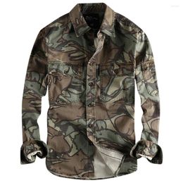 Men's Casual Shirts Fashion Military Tee Long Sleeve US Style European Brand Workwear Army Mans Shirt Coat Camouflage Clothing
