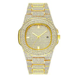 Fashion Men Women Watch Diamond Iced Out Designer Watches 18K Gold Stainless Steel Quartz Movement Male Female Gift Bling Wristwat234H