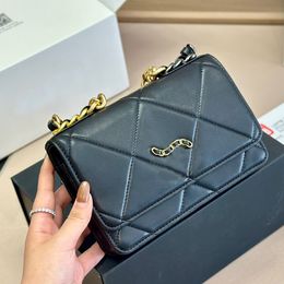 Women luxury brand bag, small square bag, flap bag, WOC fortune bag with card slot, cross-body bag, shoulder bag, delicate chain bag 19cm Vintage gold + silver chain