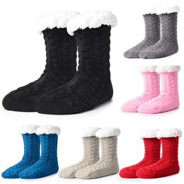 Winter Fuzzy Thermal Sock Plush Grip Hemp Winter Soft Women Home Indoor Warm Bedroom Silicone Non-slip Thick Slipper Floor Socks