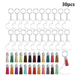 Keychains Acrylic Blanks Leather Tassels For Key Rings With Extension Chain 30 Open Small 40GB